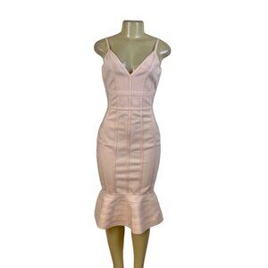 Venus Womens Blush Pink Bandage Midi Dress Sleeveless Ruffle Mermaid Hem Sz S